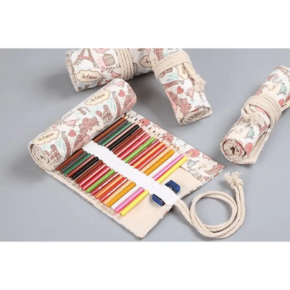 Roll Up Canvas Wrap Pencil Bag For Students Stylish Stationary Storage Pouch Unique Pencil Case For School Stevvex