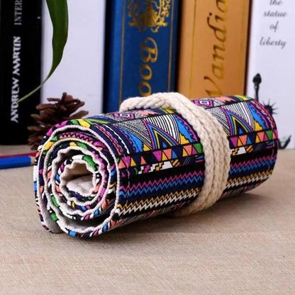 Roll Up Canvas Wrap Pencil Bag For Students Stylish Stationary Storage Pouch Unique Pencil Case For School Stevvex