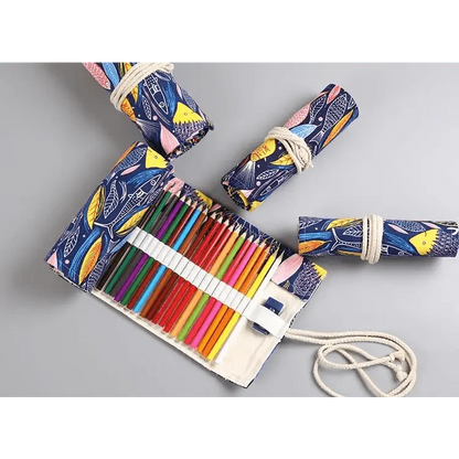 Roll Up Canvas Wrap Pencil Bag For Students Stylish Stationary Storage Pouch Unique Pencil Case For School Stevvex
