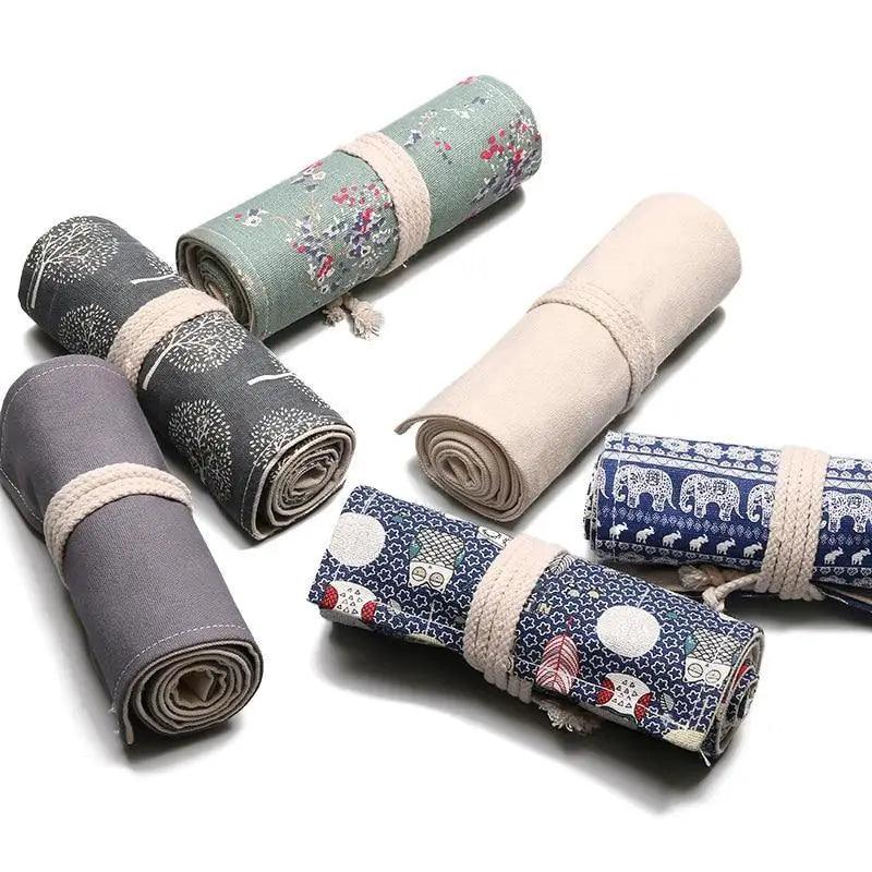 Roll Up Canvas Wrap Pencil Bag For Students Stylish Stationary Storage Pouch Unique Pencil Case For School Stevvex