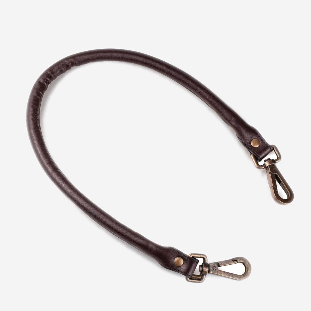 Rolled Elbow - Deep Brown Italian Leather Strap with Antique Brass Urban-Equestrian