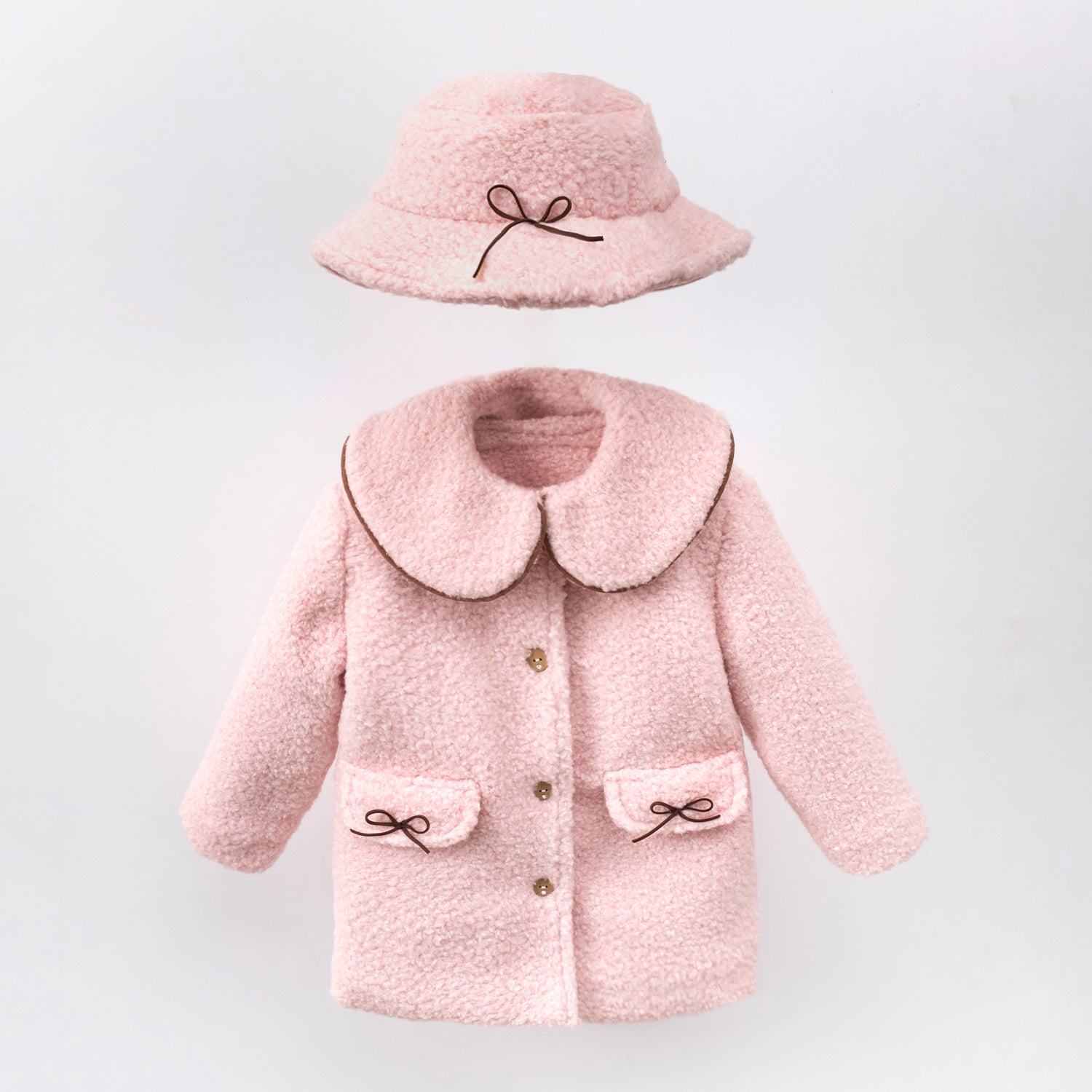 Rosalie Pink Bouclé Coat Honey and Hive