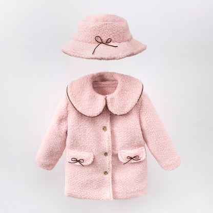 Rosalie Pink Bouclé Coat Honey and Hive