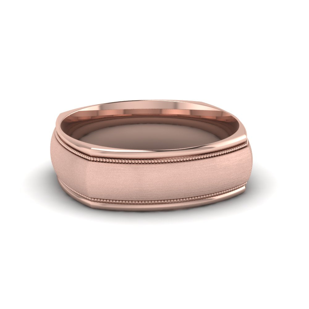 Rose Gold Milgrain Square Band Ring Fascinating Diamonds