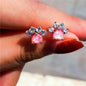 Rose Golden Opal Paw Print Stud Earrings