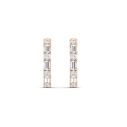 Round And Baguette Huggie Earrings Fascinating Diamonds