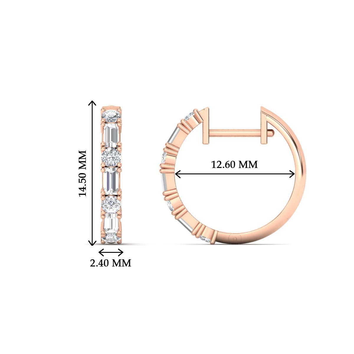 Round And Baguette Huggie Earrings Fascinating Diamonds