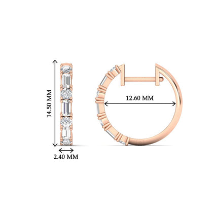 Round And Baguette Huggie Earrings Fascinating Diamonds