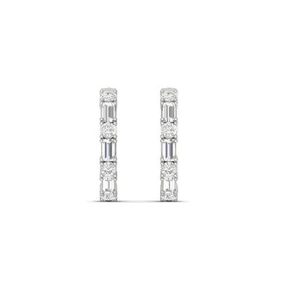 Round And Baguette Huggie Earrings Fascinating Diamonds