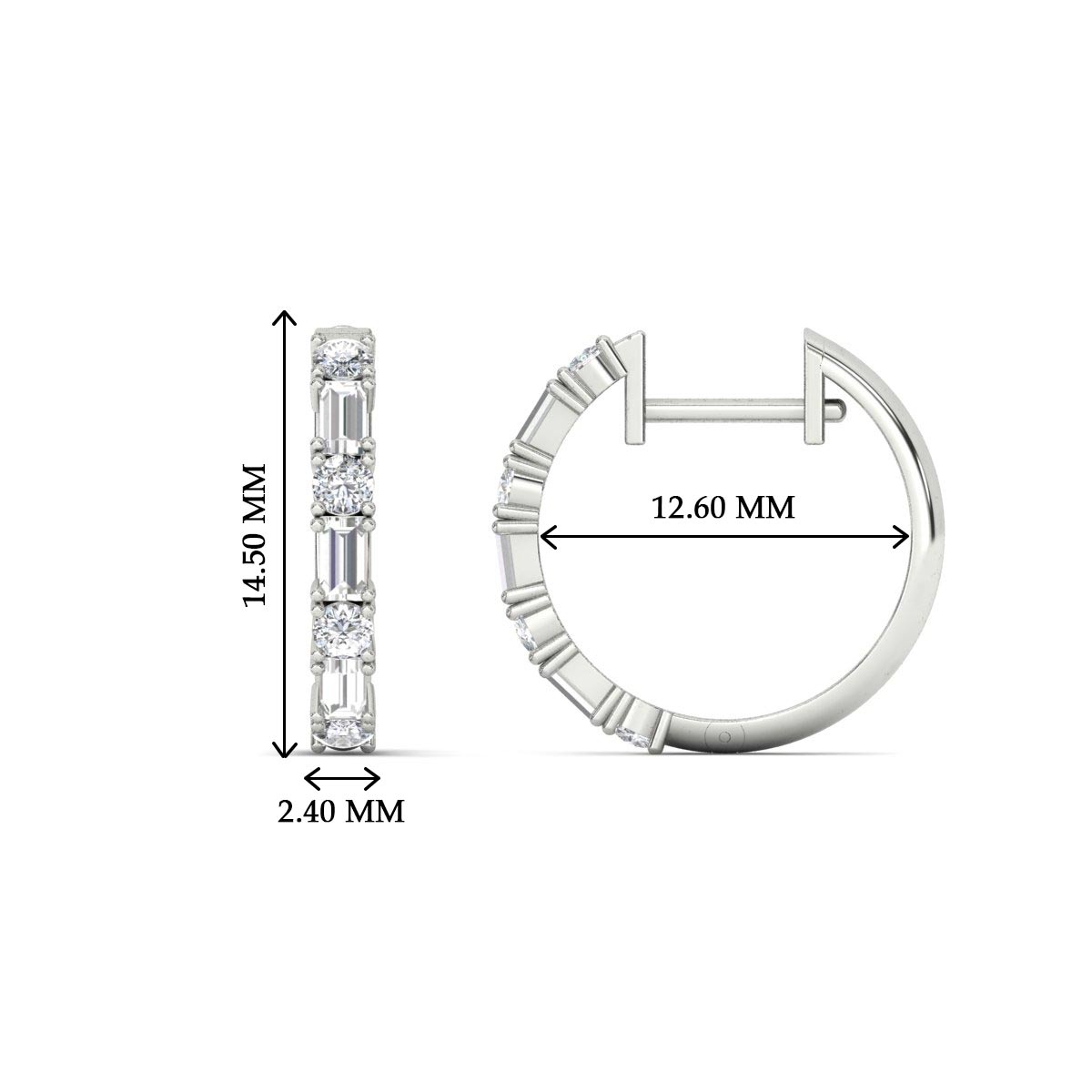 Round And Baguette Huggie Earrings Fascinating Diamonds