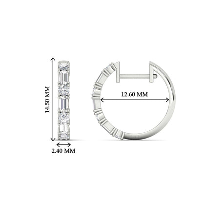 Round And Baguette Huggie Earrings Fascinating Diamonds