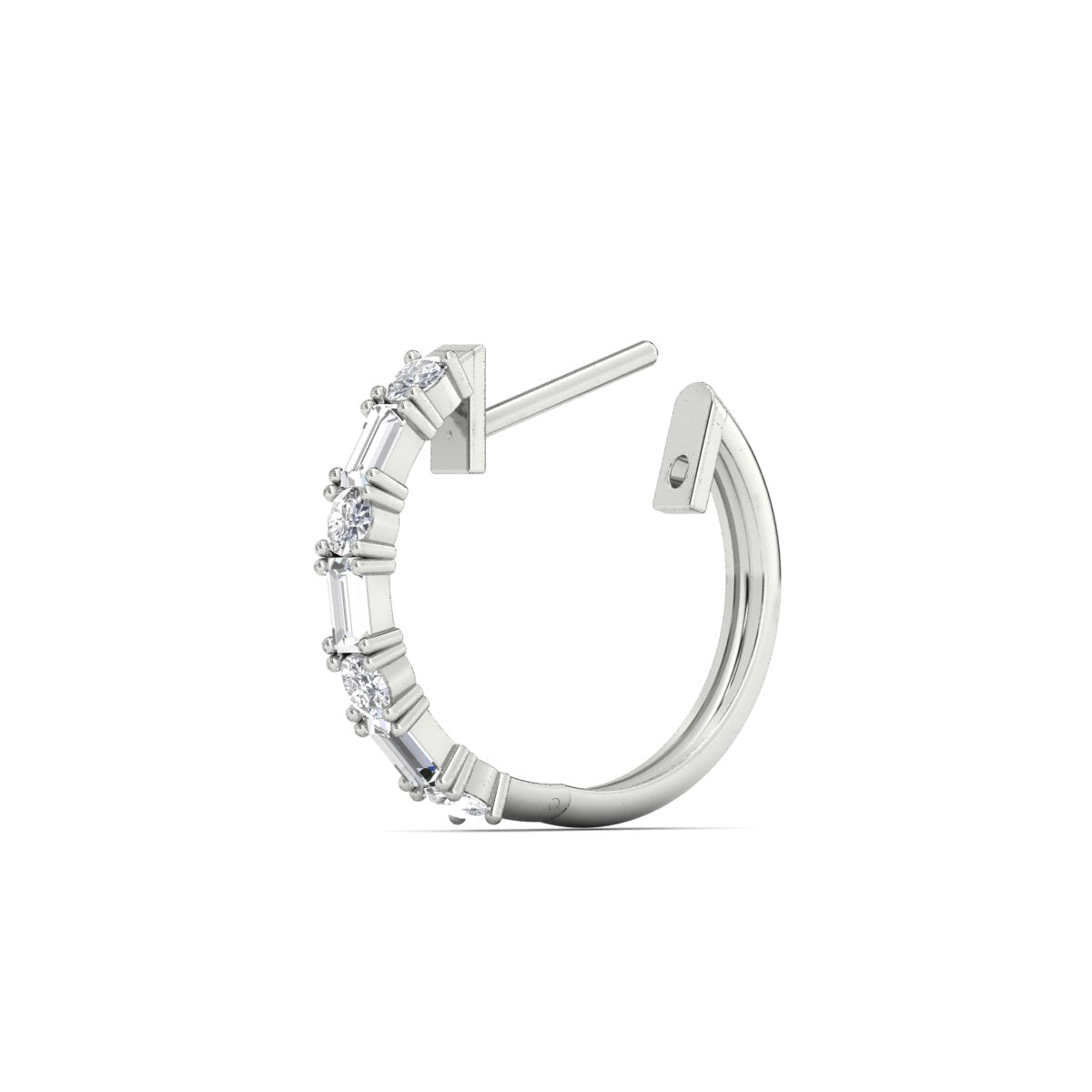 Round And Baguette Huggie Earrings Fascinating Diamonds