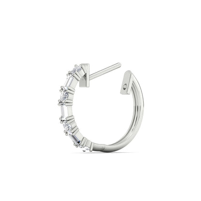 Round And Baguette Huggie Earrings Fascinating Diamonds