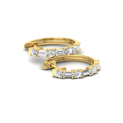 Round And Baguette Huggie Earrings Fascinating Diamonds
