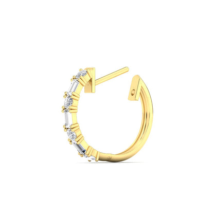 Round And Baguette Huggie Earrings Fascinating Diamonds