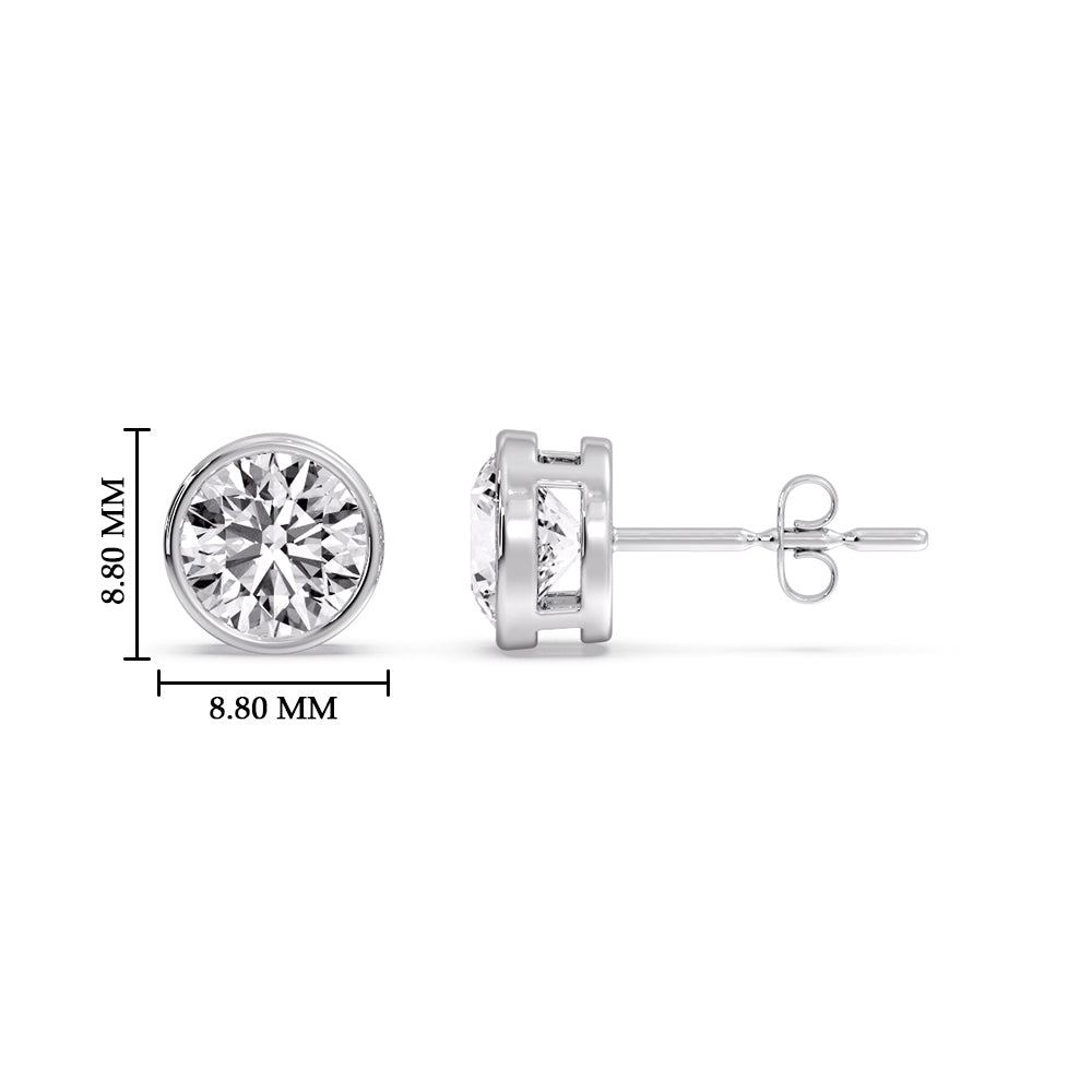 Round Cut Stud Bezel Set Earring Fascinating Diamonds