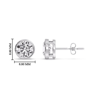 Round Cut Stud Bezel Set Earring Fascinating Diamonds