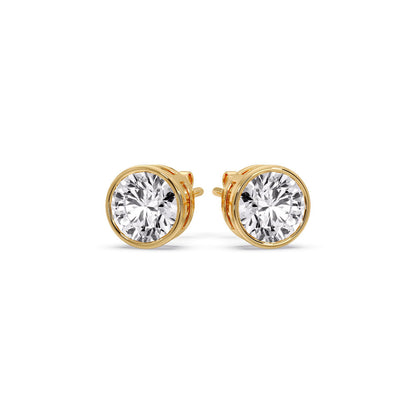 Round Cut Stud Bezel Set Earring Fascinating Diamonds