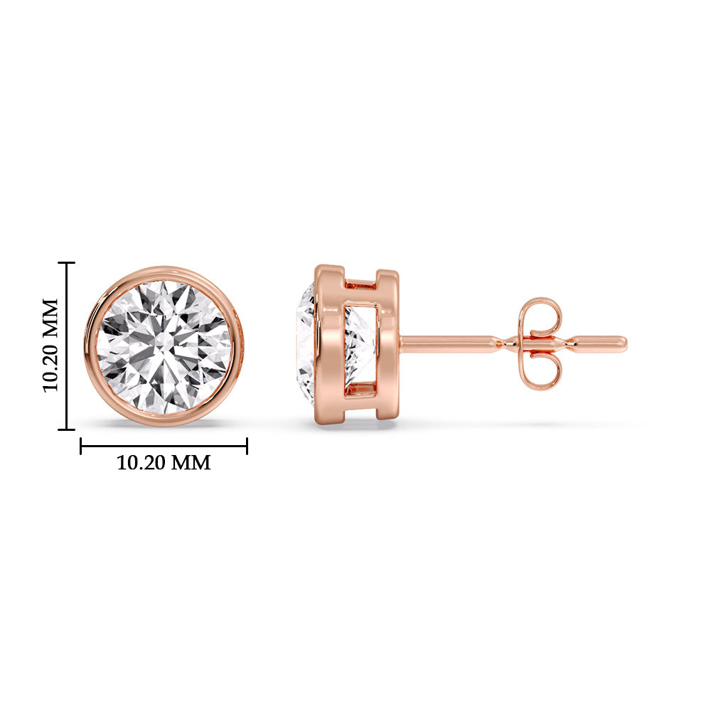 Round Cut Stud Bezel Set Earring Fascinating Diamonds