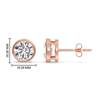 Round Cut Stud Bezel Set Earring Fascinating Diamonds