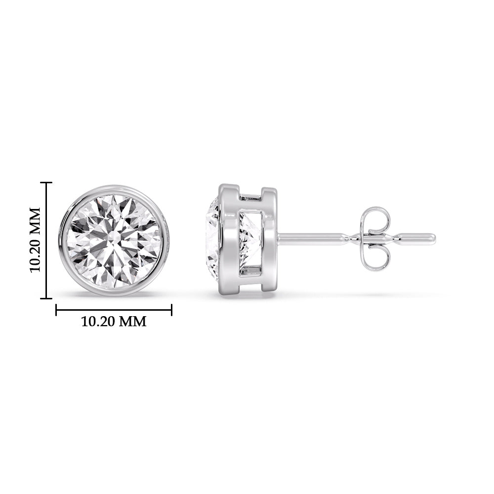 Round Cut Stud Bezel Set Earring Fascinating Diamonds
