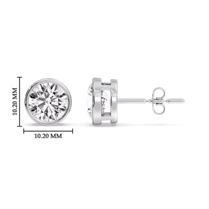 Round Cut Stud Bezel Set Earring Fascinating Diamonds
