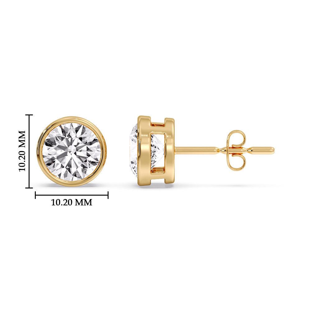 Round Cut Stud Bezel Set Earring Fascinating Diamonds