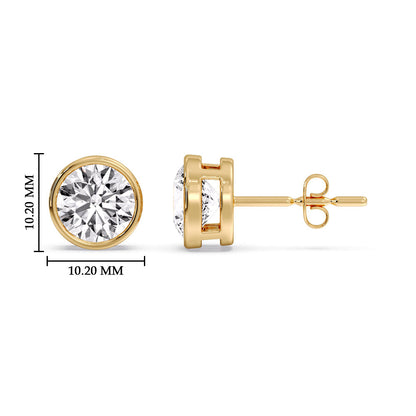 Round Cut Stud Bezel Set Earring Fascinating Diamonds