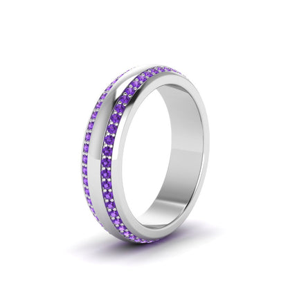 Beveled Edge Matte Eternity Mens Engagement Ring Fascinating Diamonds