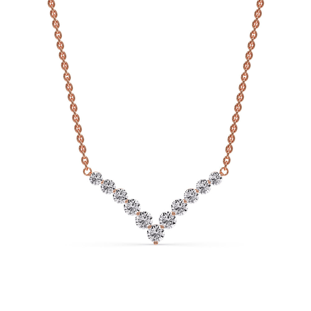 Round Graduated V-Necklace Fascinating Diamonds