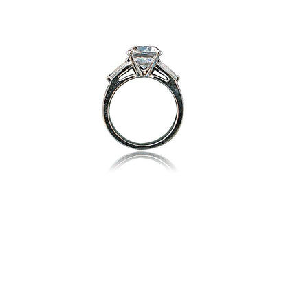 Round Three stone Ring Cubic Zirconia 14K Gold Ring | Diamond Veneer. 635R600K