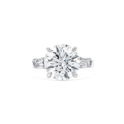 Round Three stone Ring Cubic Zirconia 14K Gold Ring | Diamond Veneer. 635R600K