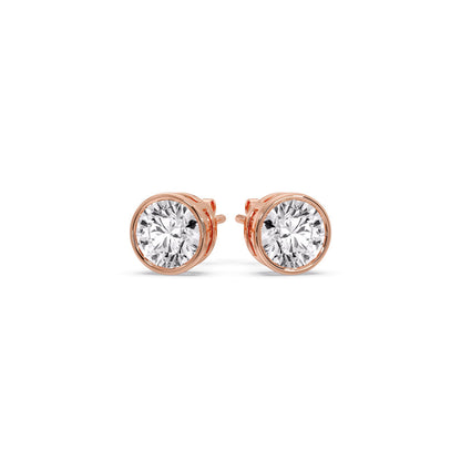 Round Cut Stud Bezel Set Earring Fascinating Diamonds