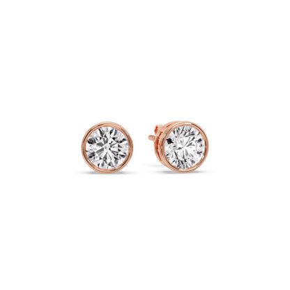Round Cut Stud Bezel Set Earring Fascinating Diamonds