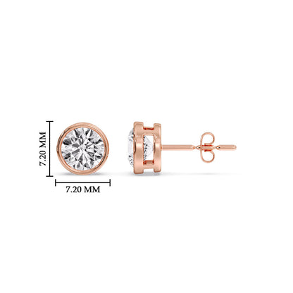 Round Cut Stud Bezel Set Earring Fascinating Diamonds