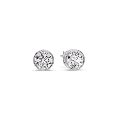 Round Cut Stud Bezel Set Earring Fascinating Diamonds