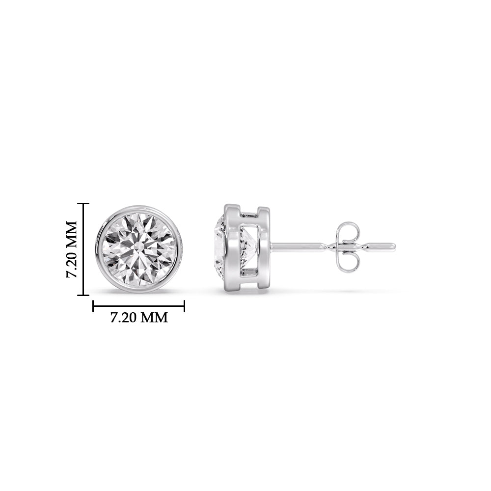 Round Cut Stud Bezel Set Earring Fascinating Diamonds