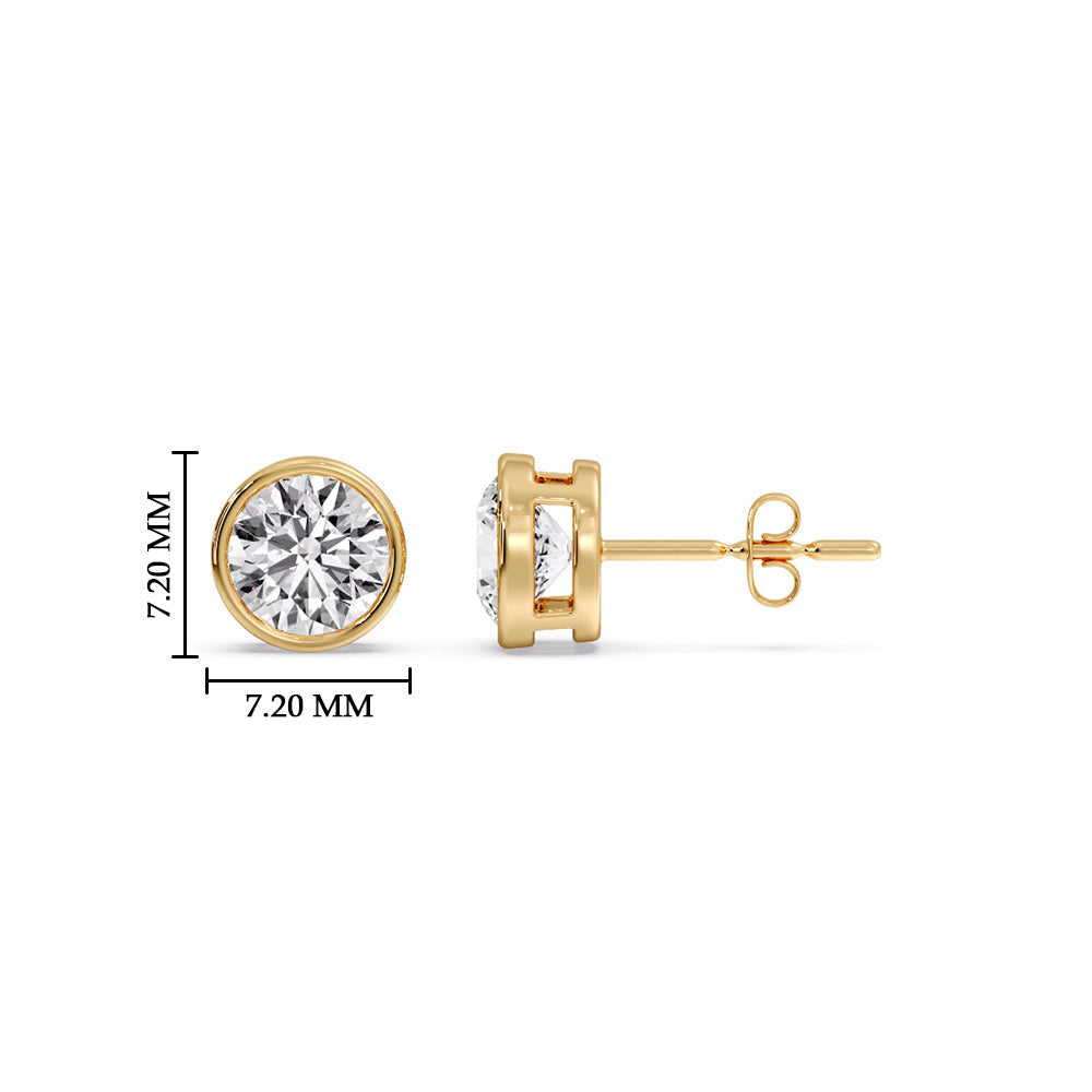 Round Cut Stud Bezel Set Earring Fascinating Diamonds