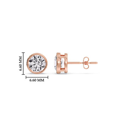 Round Cut Stud Bezel Set Earring Fascinating Diamonds