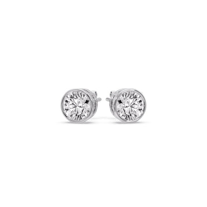Round Cut Stud Bezel Set Earring Fascinating Diamonds
