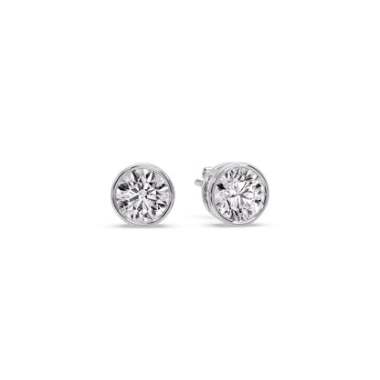 Round Cut Stud Bezel Set Earring Fascinating Diamonds