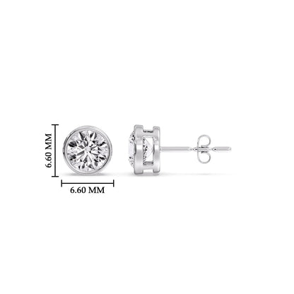 Round Cut Stud Bezel Set Earring Fascinating Diamonds