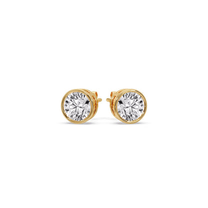 Round Cut Stud Bezel Set Earring Fascinating Diamonds