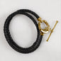 Roundup - Braided Leather Horseshoe Bracelet in Black & Gold Urban-Equestrian