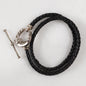 Roundup - Braided Leather Horseshoe Bracelet in Black & Silver Urban-Equestrian