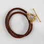 Roundup - Braided Leather Horseshoe Bracelet in Brown & Gold Urban-Equestrian
