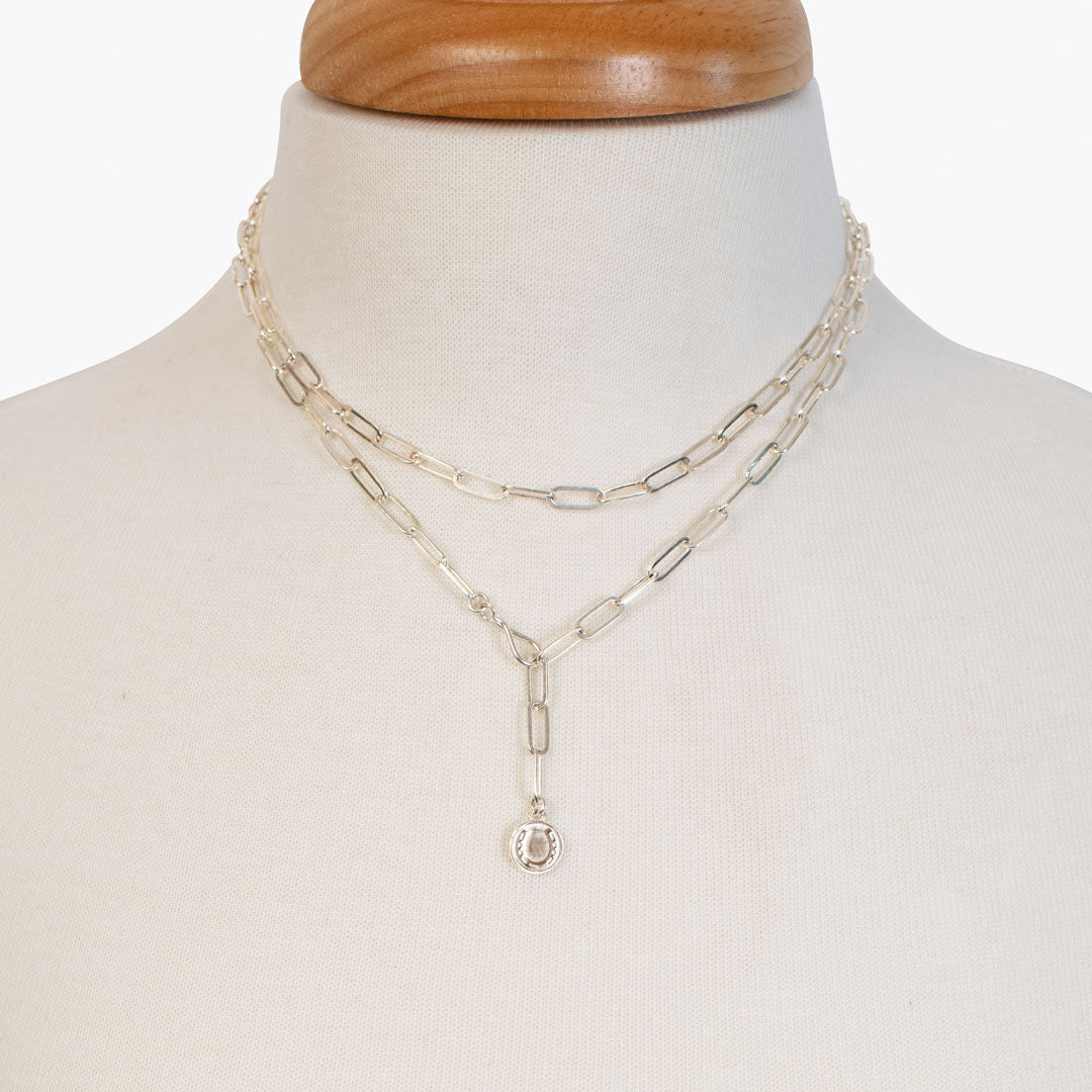 Roxy - Paperclip Chain w/ Horseshoe Coin - Large Link in Silver Urban-Equestrian