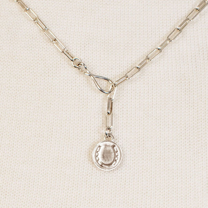 Roxy - Paperclip Chain w/ Horseshoe Coin - Petite Link in Silver Urban-Equestrian