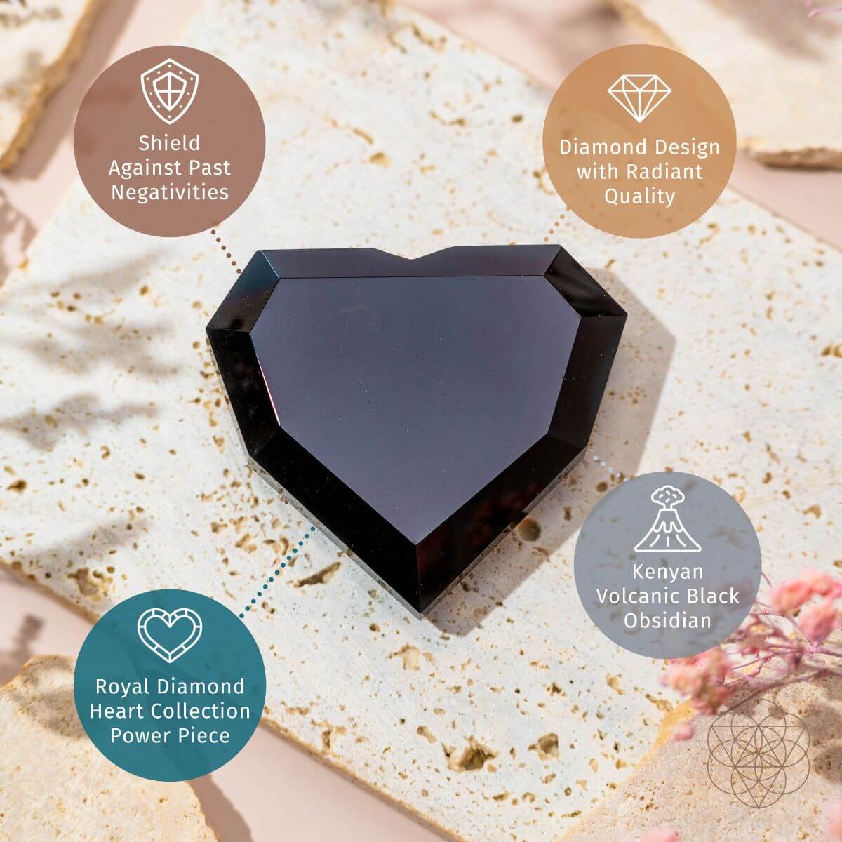 Royal Diamond Heart - Black Obsidian Negativity Repellent Conscious Items