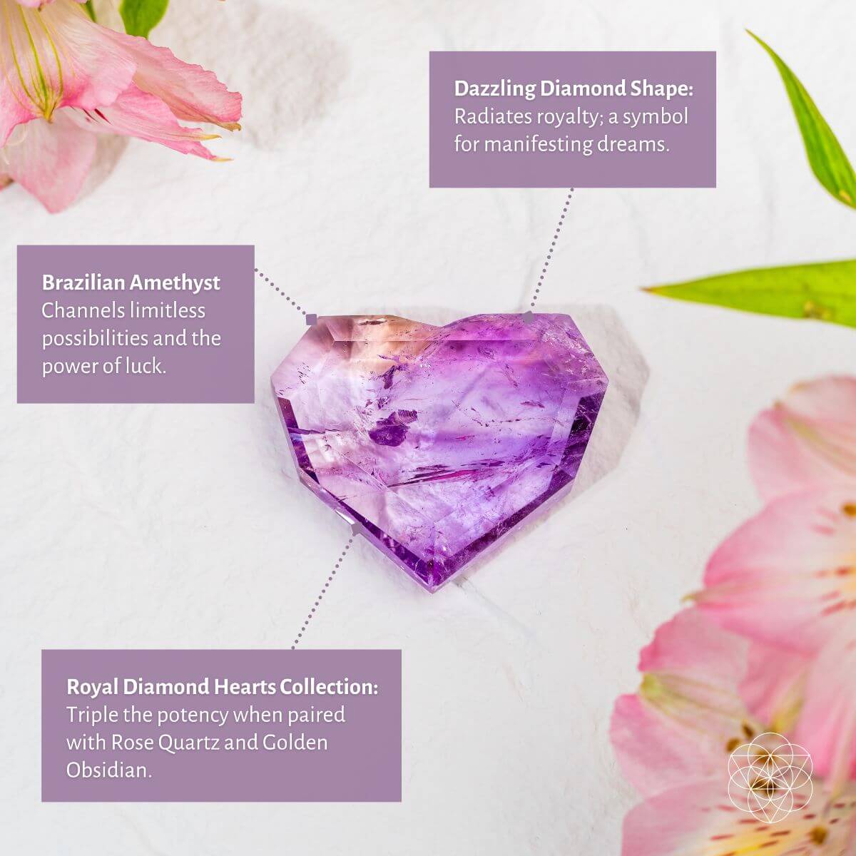 Royal Diamond Heart - Brazilian Amethyst for Manifestation Conscious Items